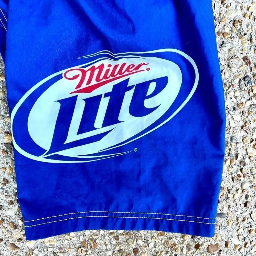 Miller Lite Official Licensed Product Men’s Blue Board Shorts Swim Trunks Size S